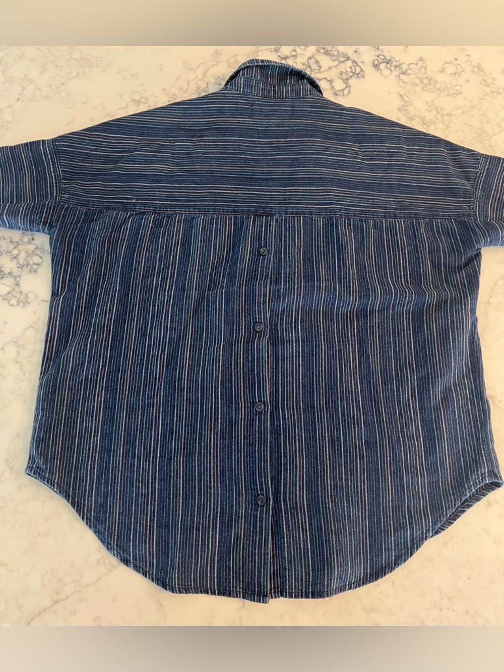 Madewell Courier Button Back Shirt in Cecile Stripe XS MSRP $72 EUC - Picture 9 of 10